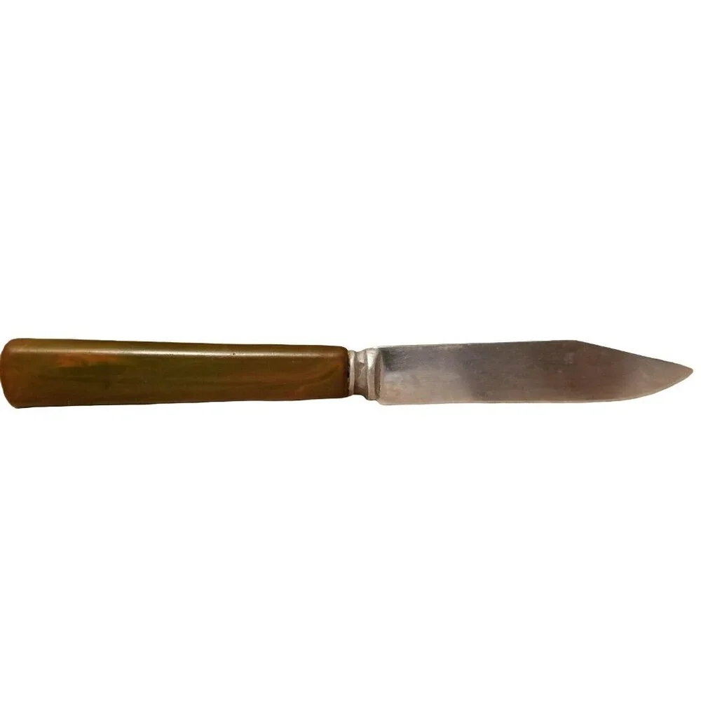 Vintage Kitchen Paring or Steak Knife Stainless Brown Bakelite? Handle 6